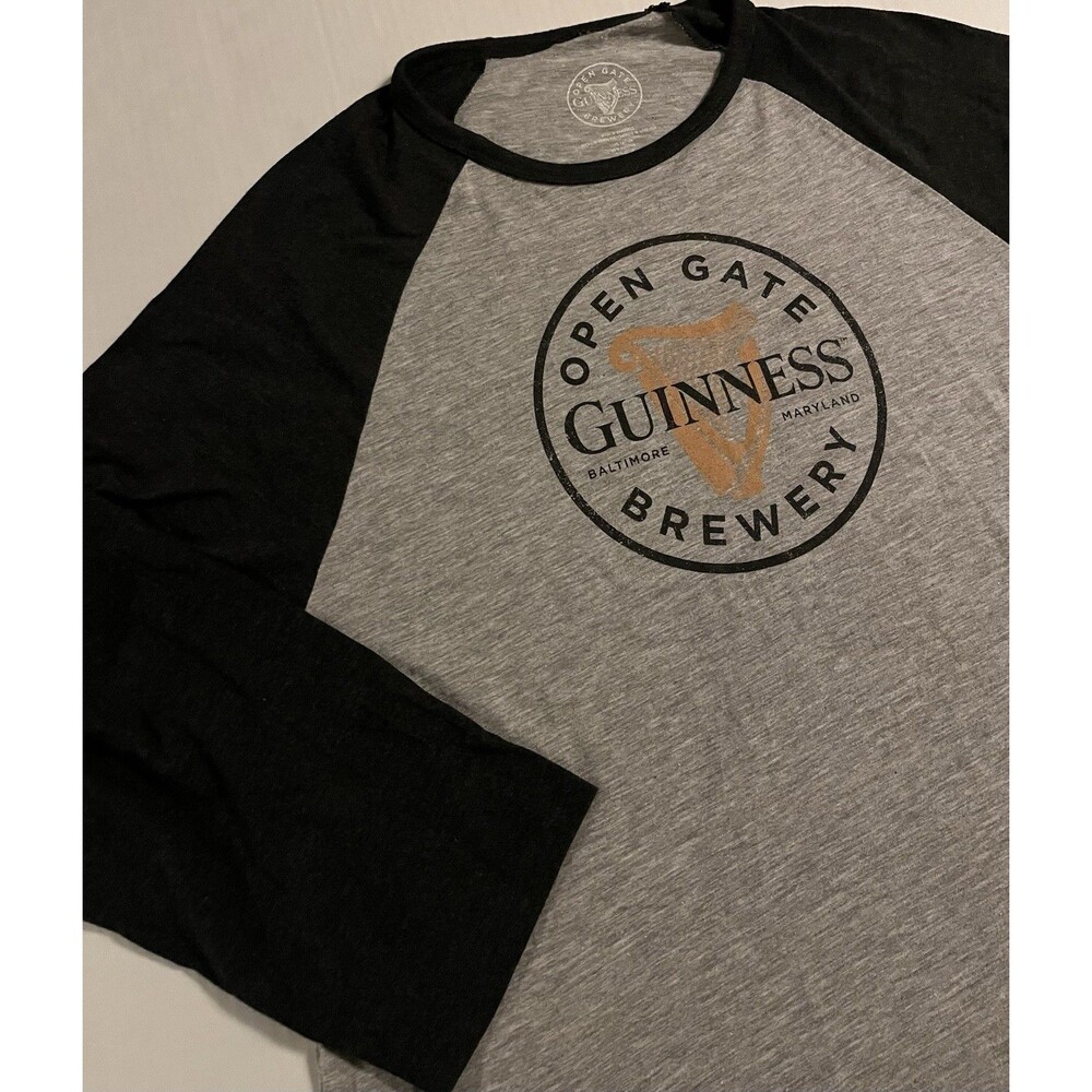 Guinness Beer Open Gate Brewery Baltimore Maryland 3/4 Sleeve Raglan T-Shirt XL